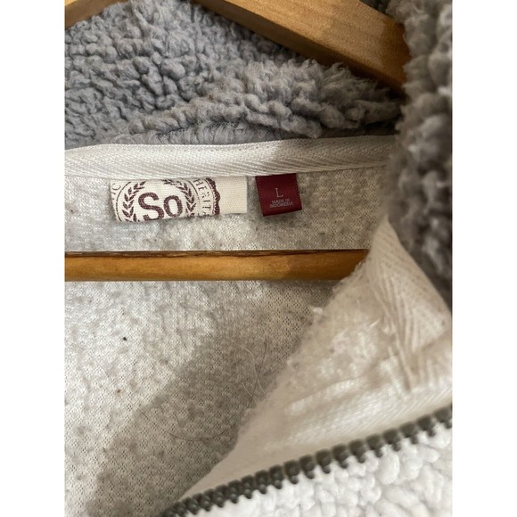 SO Fleece Teddy Size L White Faux Fur Sherpa Sweatshirt Half Zip - Picture 10 of 10